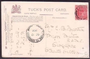 UK TO MALAYA 1905 card to Singapore PENANG TO SINGAPORE marine sorter cds..34815 - Picture 1 of 1