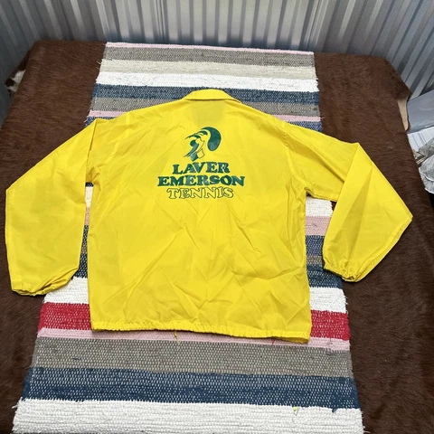 Vintage Laver Emerson Tennis Jacket Windless Men Medium STUNNING YELLOW Oversize Cover