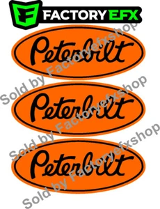 3 Custom Peterbilt Grille Hood Decal Emblems Truck Orange  Black 359 378 379 353