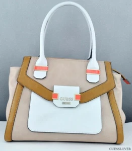 Guess Ladies NWT Handbag Satchel Bag Keita Sand Multi FAST SHIPPING! - Picture 1 of 6