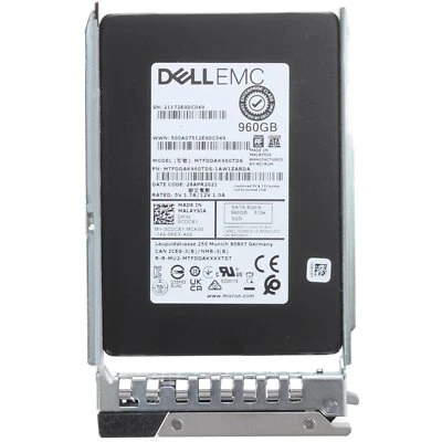 CDC61 0CDC61 Dell EMC 960GB 6Gbps SATA RI TLC 7mm 2.5 SSD 14G KIT - Image 1 of 4