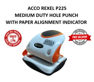 PUNZONE FORO ACCO REXEL P225 MEDIUM DUTY 25 FOGLI CON INDICATORE ALLINEAMENTO CARTA - Foto 1 di 6
