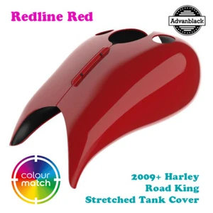 Redline Red Stretched Extended Tank Cover for 09+ Harley Road King - Picture 1 of 6