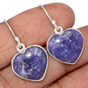 Cuore - Orecchini in argento 925 con pietra preoccupante lepidolite viola naturale CE41876 - Foto 1 di 1