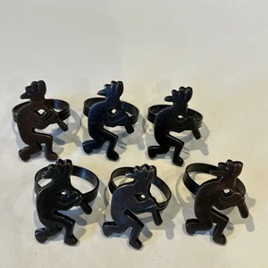Juego de 6 servilleteros de metal Southwest diseño Kokopelli bronce metal - Imagen 1 de 8