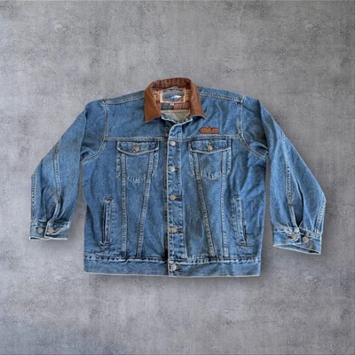 Chaqueta de Camionero Dunbrooke Upstream Denim De Colección Cuello de Cuero UPN Para Hombres XL Foto 1 de 4