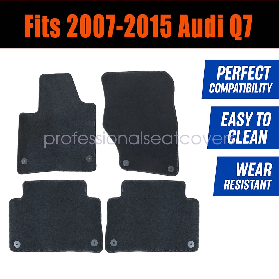 Front & Rear Floor Mats Carpet Waterproof Black Velour For 2007-2015 Audi Q7 - Изображение 1 из 4