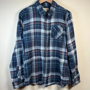 Boston Traders Mens Flannel Shirt Button Up Long Sleeve Plaid Blue L - Picture 1 of 8