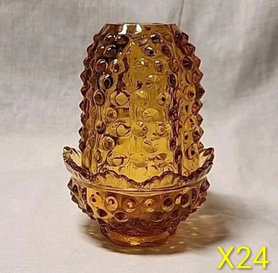 Vintage Fenton Glass Colonial Amber Hobnail Fairy Lamp - Very Clean! - Image 1 of 4
