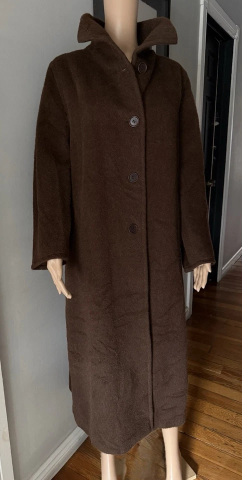MAX MARA BROWN ALPACA LONG COAT SIZE 4 US Foto 1 de 4