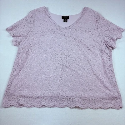 Liz Claiborne Blouse Top Womens 2X Purple Pink Feminine Ethereal Cottage - Image 1 of 4