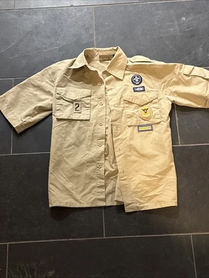 Camisa Uniforme Manga Corta Boy Scouts of America Juvenil Talla Mediana Beige Tostado Foto 1 de 3