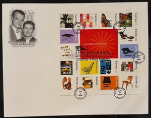 #4333, a-p CHARLES & RAY EAMES Pane of 16 + Label on LARGE FDC ARTCRAFT - Picture 1 of 1