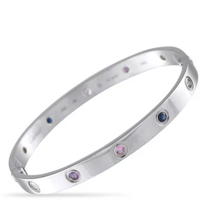 Cartier LOVE 18K White Gold Multicolored Sapphire Bracelet CA21-050625 - Picture 1 of 4