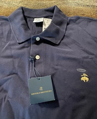 "Camisa polo Brooks Brothers ajustada para hombre 2XL azul marino clásica 25"" Pit to Pit" Foto 1 de 4