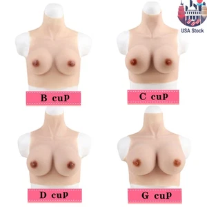 High Neck Silicone Breast Forms Fake Boobs For Crossdresser Transgender Cosplay - Picture 1 of 34