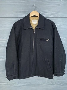 Vintage 90s St. Johns Bay Jacket Mens Medium Black Wool Quilted Lined Insulated - Bild 1 von 18