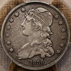 1836 B.1 CAPPED BUST QUARTER PCGS VF35 ANTIQUE MED GOLD GRAY DAVIDKAHNCOINS