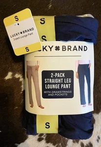 NEW Lucky Brand 2-Pack Straight Leg Lounge Pants Navy & Grey Drawstring Small - Picture 1 of 7