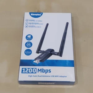 Wireless USB WiFi Adapter for PC - Nineplus 1300Mbps Dual 5Dbi Antennas 5G/2.4G - Picture 1 of 5