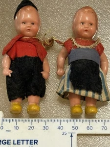 Paar seltene antike 20er Jahre EDI Germany Zelluloid Puppen Paar Junge und Mädchen Original - Bild 1 von 19