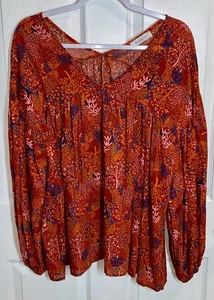 BucketList Top Womens Small Oversized Cotton Peasant Cottagecore Boho Hippie USA - Picture 1 of 10