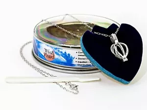Wish Pearl Necklace, Cultured Freshwater Pearl Rhodium Over Silver Cage Pendant - Picture 1 of 7