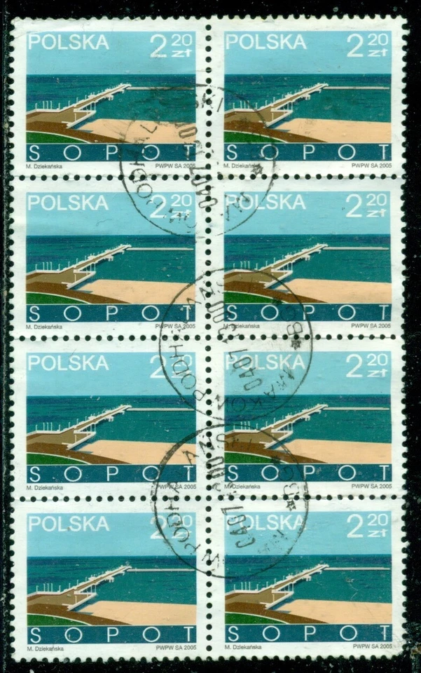POLAND  SCOTT # 3778 BLOCK OF 8, BALTIC SHORE, USED, GREAT PRICE! - Image 1 of 1