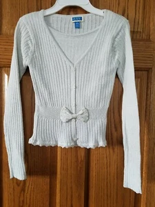 The Childrens Place Girls' Grey Silver Sparkle Holiday Christmas Sweater - Picture 1 of 8