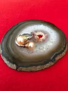 Anillo retorcido de perlas de acero inoxidable T&T talla 8 1/2 nuevo sin etiquetas - Imagen 1 de 6