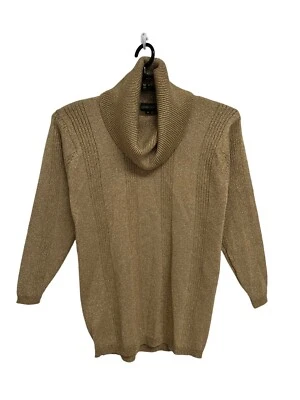 Suéter para mujer Jeanne Pierre manga larga dorado brillante cuello tortuga talla S Foto 1 de 4