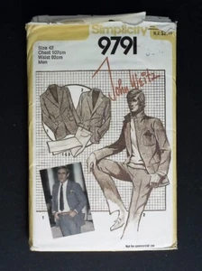 ZA0326 Simplicity 9791 Size 42 Mens Pants Lined Jacket cut Sewing Pattern - Picture 1 of 3