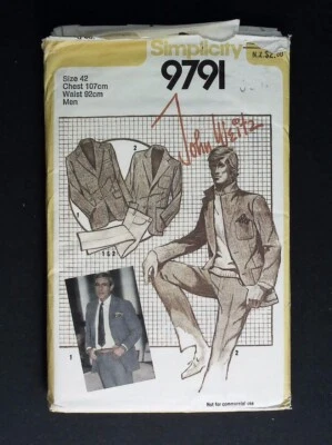 ZA0326 Simplicity 9791 Size 42 Mens Pants Lined Jacket cut Sewing Pattern - Image 1 of 3