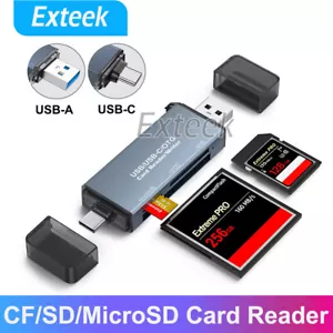 CF/SD/TF Card Reader USB-A and USB C Card Reader Compatible with MacBook Pro/Air - Picture 1 of 6