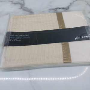 BN John Lewis Tara Cream Luxury  100% Cotton Percale Pillowcase 50 cm x 75 cm