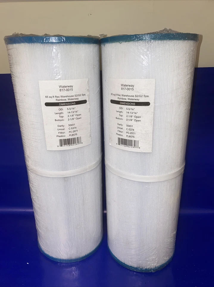 (2) Waterway 817-0015 5.31" x 14.69" 65 Sq. Ft. Filter Cartridges SEALED - Image 1 of 4