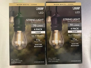 2 Pack - Feit Electric S14-1W 2200K 50 Lumens S14 String LED Bulb 8 BULBS TOTAL - Picture 1 of 2