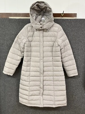 Abrigo Largo Granate Hill Down Puffer Para Mujer 12 Cremallera A Presión Con Capucha Forrado Beige Foto 1 de 4