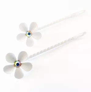 USA VERKÄUFER Haarnadel Strass Kristall Haarspange Haarnadel Braut Blume weiß K1 - Bild 1 von 3