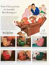 1953 BarcaLounger Christmas PRINT AD Santa Claus Presents Six Beautiful Barcas