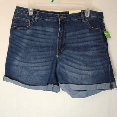 Pantalones cortos de mezclilla para mujer George cintura alta talla 16 - jean azul Foto 1 de 4