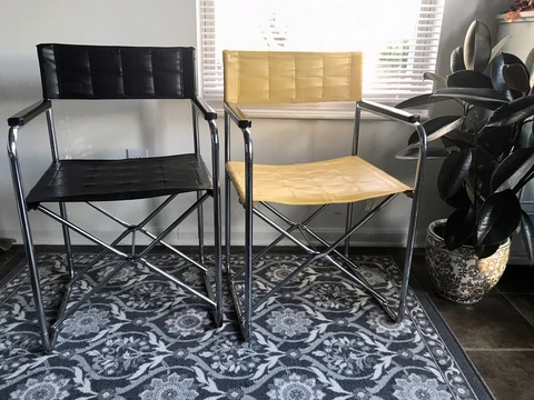 Vintage Mid-Century Modern Chairs Metal Vinyl Folding Director Made In Japan Cover