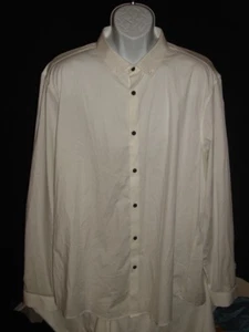 NWT ASOS SOLID WHITE COTTON/ELASTANE L/S BUTTON FT. SHIRT SZ. 2XL LONG - Picture 1 of 9