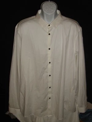 NWT ASOS SOLID WHITE COTTON/ELASTANE L/S BUTTON FT. SHIRT SZ. 2XL LONG - Image 1 of 4