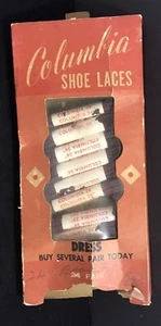 VTG 50s? COLUMBIA BROWN SHOE LACES WITH Display Box NOS 24” - Picture 1 of 3
