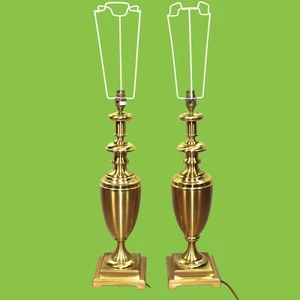 Vintage Brass Column Lamps x 2, 57cm High - Picture 1 of 15