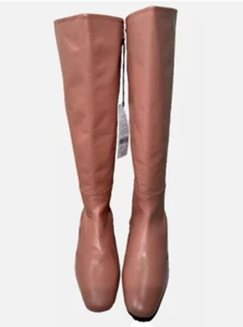 John Lewis Womens UK 8 /41 Vienna Pink Leather Knee High Full Zip Boots - Picture 1 of 17