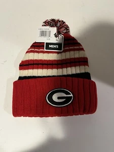 NCAA Georgia Bulldogs Fan Favorite Winter Knit Pom Beanie Hat Red Black NEW - Picture 1 of 6