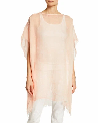 Eileen Fisher NWT $188 Poncho Kaftan Tunic Top One Size Peach Linen Blend - Image 1 of 4