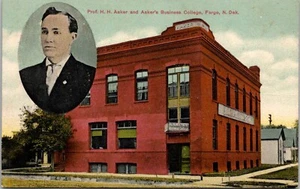 Fargo North Dakota ND H H Aaker Aaker's Business College c1910 Postcard - Picture 1 of 2